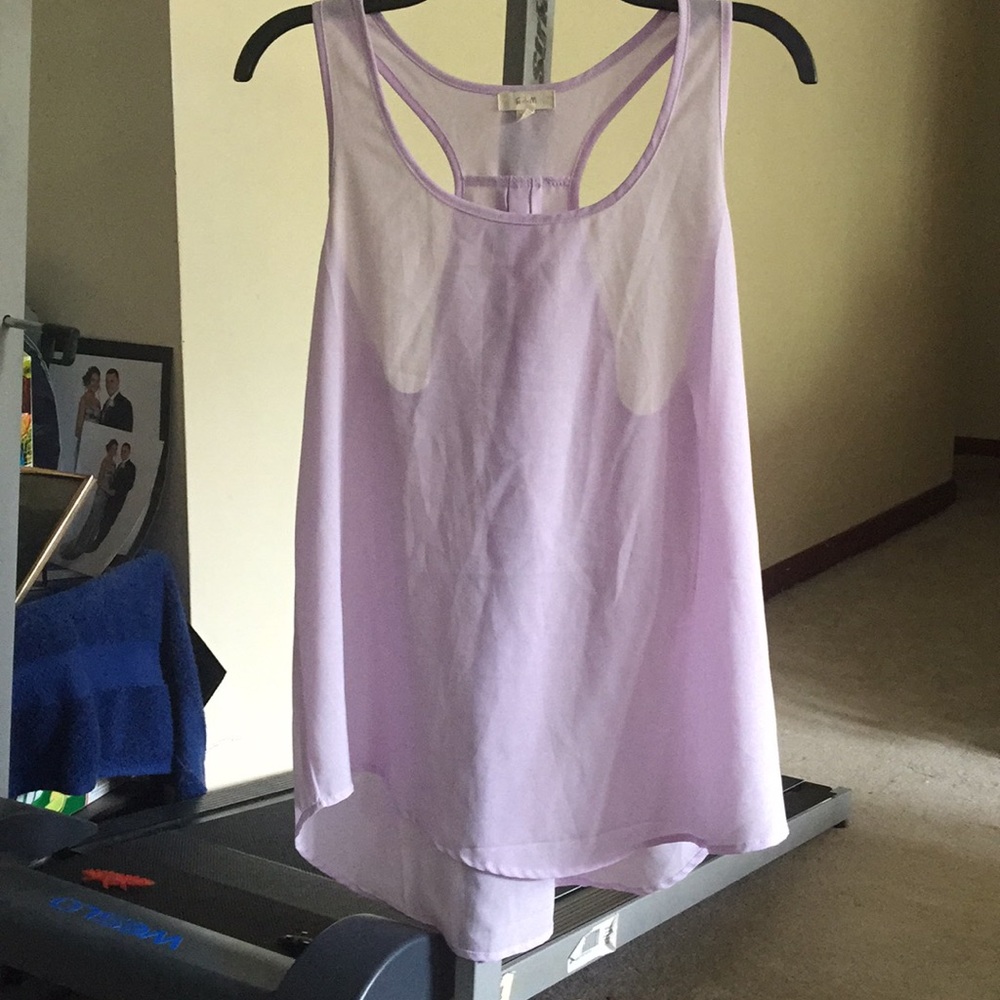 E M Light Purple T Back Hi Lo Top L